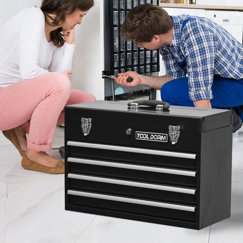 Boîte à Outils Métallique Portable 4 Tiroirs Avec Doublures Eva Et Verrouillage Sécurisé, 51 cm