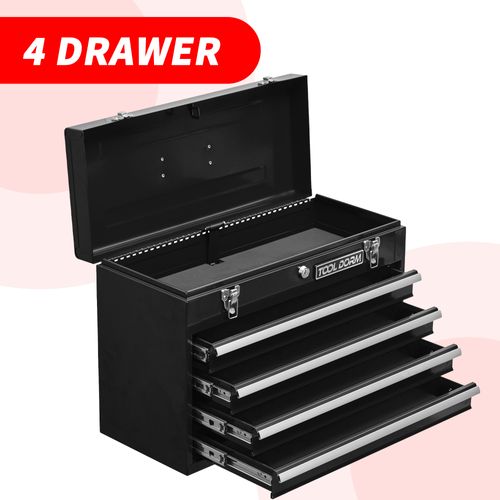 Boîte à Outils Métallique Portable 4 Tiroirs Avec Doublures Eva Et Verrouillage Sécurisé, 51 cm