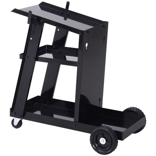 Relaxdays Chariot De Soudure 3 Niveaux - Support Bouteille Gaz Jusqu'à 90 Kg, Noir 69x40x71 Cm