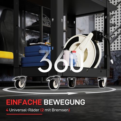 Chariot D’atelier à 2 Étages Mobile Avec Poignée Latérale Et Crochets, Charge Max 227 kg