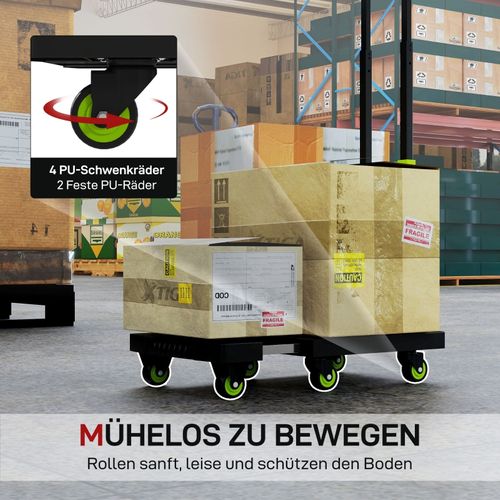 Diable Pliable En Métal Avec Roues, Poignée Réglable, 200 kg, Vert, 49x35x102 cm