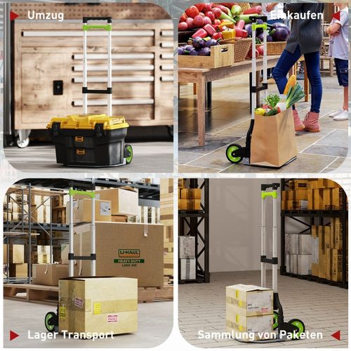 Diable Pliable En Aluminium Avec Poignée Télescopique Réglable, 70 kg, 100 cm