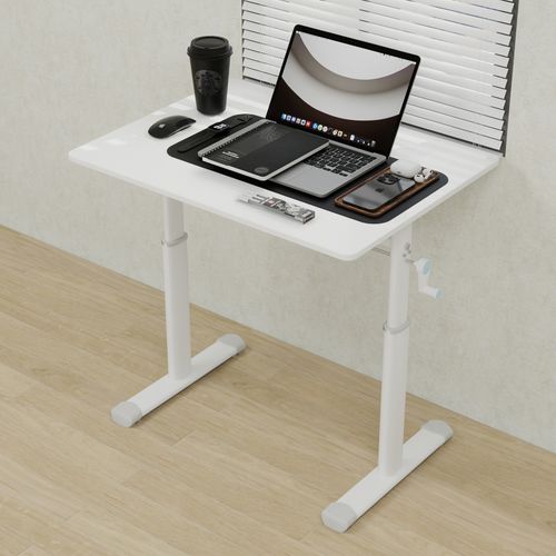 Bureau Réglable Pour Enfants Et Adultes – Hauteur Manuelle Ajustable, Design Compact 60x80 Cm, Blanc