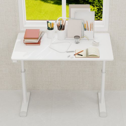 Bureau Réglable Pour Enfants Et Adultes – Hauteur Manuelle Ajustable, Design Compact 60x100cm, Blanc
