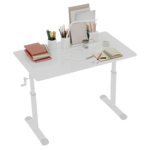 Bureau Réglable Pour Enfants Et Adultes – Hauteur Manuelle Ajustable, Design Compact 60x100cm, Blanc