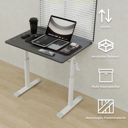 Bureau Réglable Pour Enfants Et Adultes – Hauteur Manuelle Ajustable, Design Compact 60x80 Cm, Gris
