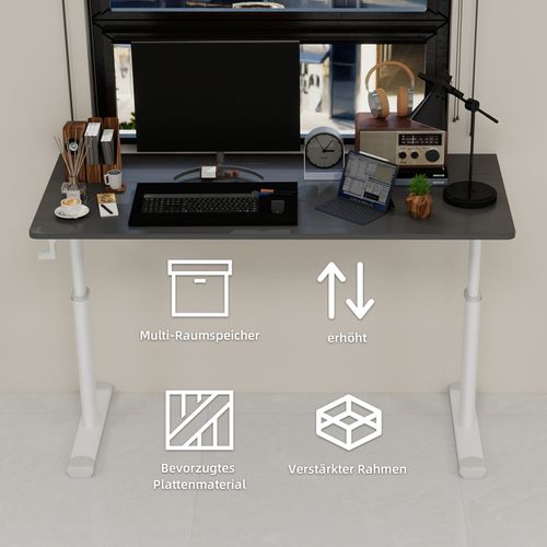 Bureau Réglable Pour Enfants Et Adultes – Hauteur Manuelle Ajustable, Compact 60x120 Cm, Gris