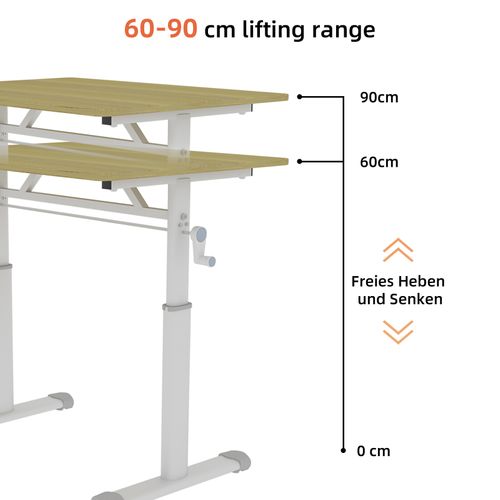 Bureau Réglable Pour Enfants Et Adultes – Hauteur Manuelle Ajustable, Design Compact 60x80 Cm, Bois
