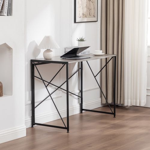 Bureau Pliable En Mdf Naturel – Compact, Multifonction, Facile à Monter 99x50x75 Cm