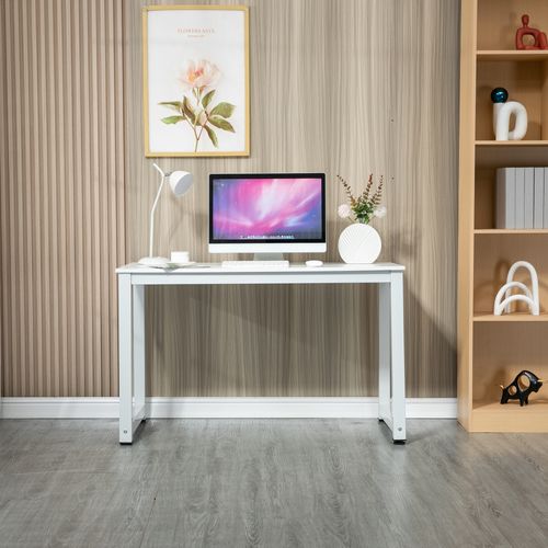 Bureau Blanc Moderne Polyvalent – Table De Travail, Réunion Et Ordinateur 120x60x74 Cm