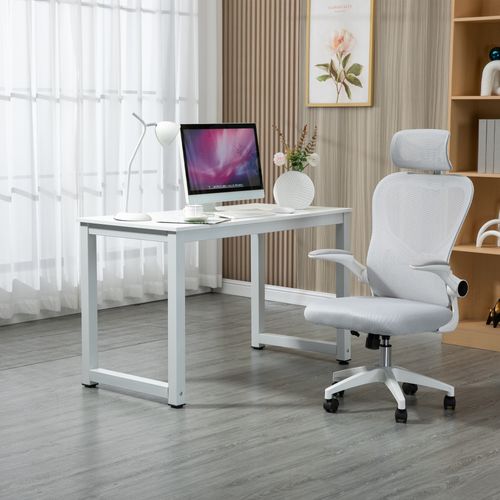 Bureau Blanc Moderne Polyvalent – Table De Travail, Réunion Et Ordinateur 120x60x74 Cm