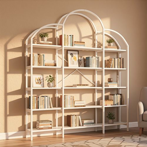 Étagère Blanche Design Moderne En Mdf Et Acier – 5 Niveaux, Forme Nuage, 170x26x190 Cm