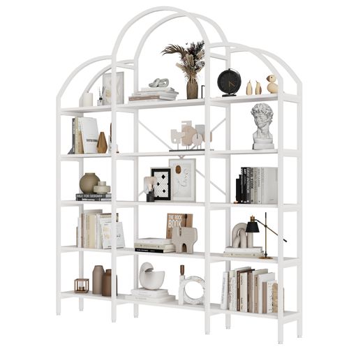 Étagère Blanche Design Moderne En Mdf Et Acier – 5 Niveaux, Forme Nuage, 170x26x190 Cm