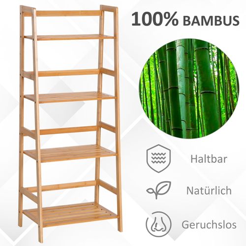 Étagère Échelle 4 Niveaux En Bambou Naturel, Multifonction Pour Salon, Cuisine Et Salle De Bain
