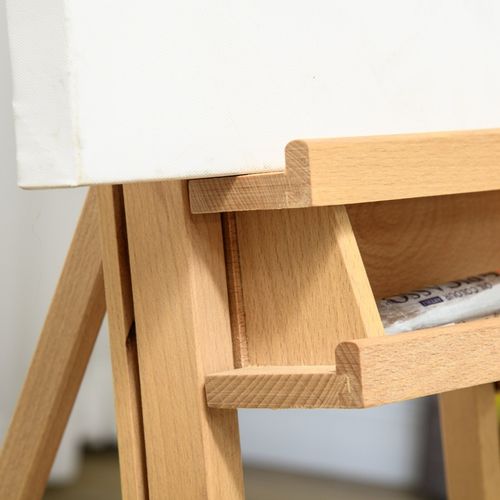 Chevalet D’artiste Réglable En Bois De Hêtre Avec Roulettes, Pliable Et Stable