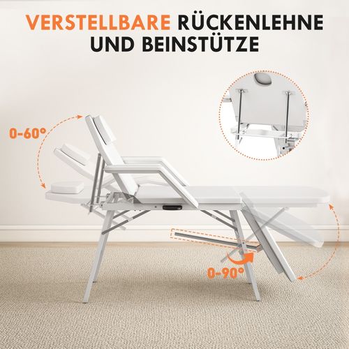 Table De Massage Pliable Portable Avec Rembourrage En Mousse Et Cadre En Acier, Blanc