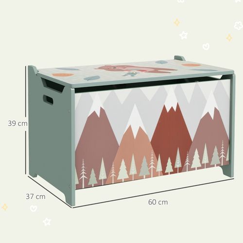 Coffre De Rangement Pour Enfants Avec Couvercle Sécurisé Et Motif Ludique, Vert