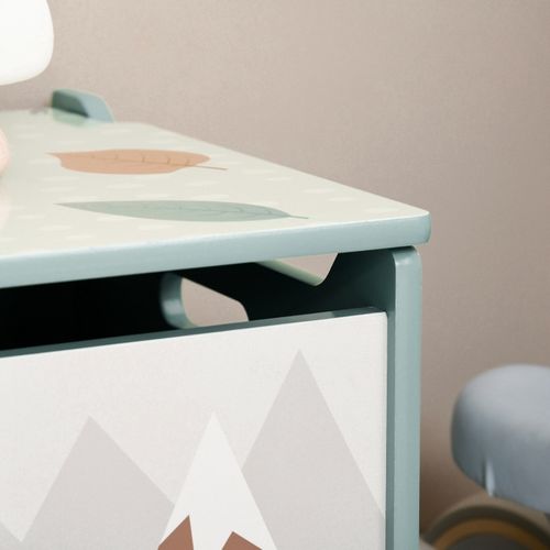 Coffre De Rangement Pour Enfants Avec Couvercle Sécurisé Et Motif Ludique, Vert