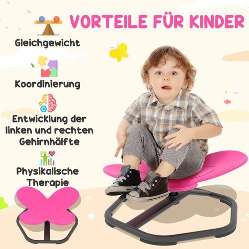 Chaise Tournante Sensorielle Pour Enfants En Forme De Papillon, Rose, 3-6 Ans