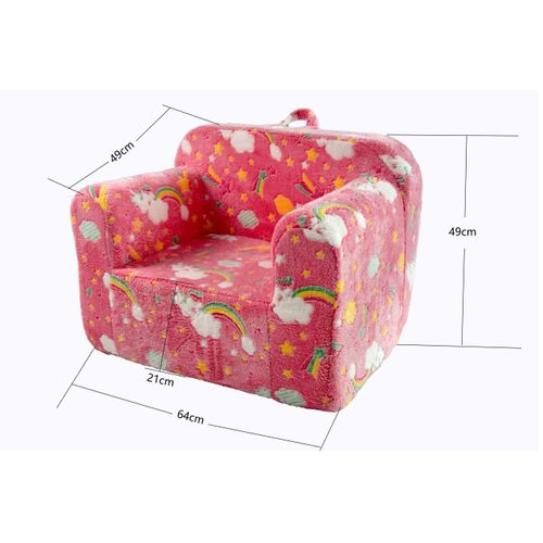 Canapé Enfant En Mousse Avec Poches Latérales Et Poignée, Motif Arc-en-ciel
