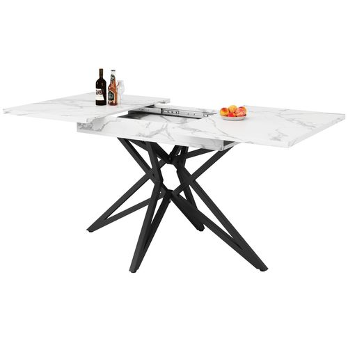 Ensemble Salle à Manger 5 Pièces Avec Table Extensible Effet Noyer Et Chaises Velours Gris, Blanc