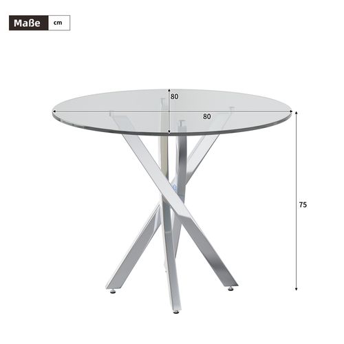 Ensemble Table à Manger 80x80 Cm En Verre Trempé Avec 2 Chaises Noires Et Pieds Argentés