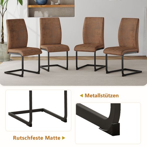 Ensemble Table Rectangulaire 160 Cm Avec Étagère Intégrée Et 4 Chaises En Tissu Tech