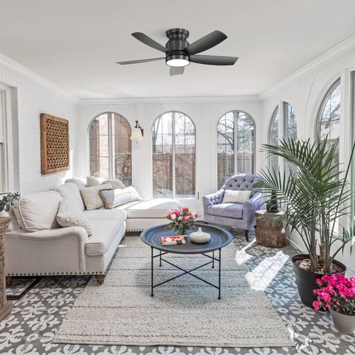 Ventilateur De Plafond 42" Avec LED 18w Dimmable, Moteur Dc Réversible Et Télécommande