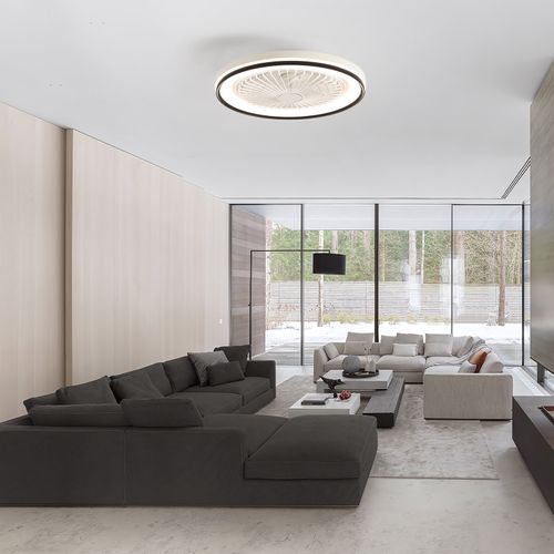 Ventilateur De Plafond Plat 19" Silencieux Avec Télécommande, Éclairage Rgb Et LED Dimmable