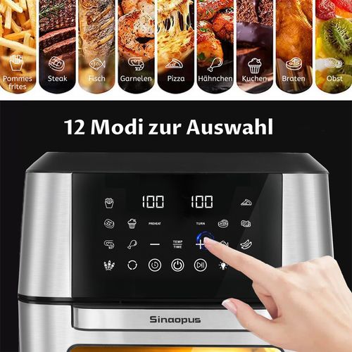 Airfryer XXL 12 l Avec Écran Tactile LED Et Accessoires Pour Rôtisserie
