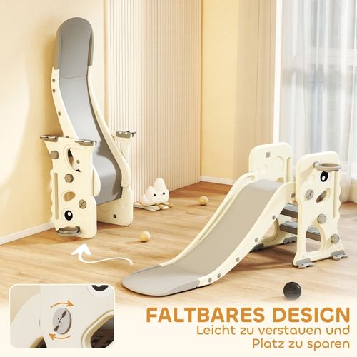 Toboggan Pliable 3-en-1 Pour Enfants Avec Klettergerüst Et Panier De Basket, Style Dinosaure