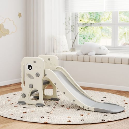 Toboggan Pliable 3-en-1 Pour Enfants Avec Klettergerüst Et Panier De Basket, Style Dinosaure
