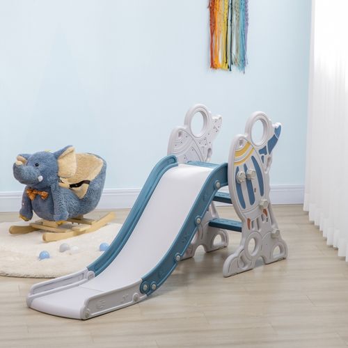 Toboggan Intérieur Pour Enfants 1,5-3 Ans, Design Fusée Avec Stickers, Bleu