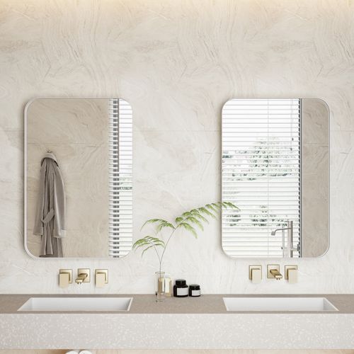 Armoire Miroir Rectangulaire Blance Encastrable Ou Murale Avec Étagères Réglables