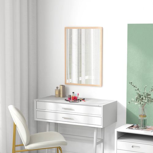 Miroir Mural Décoratif 50x70 Cm Avec Cadre Mdf Et 4 Crochets Pour Chambre Ou Salle De Bain