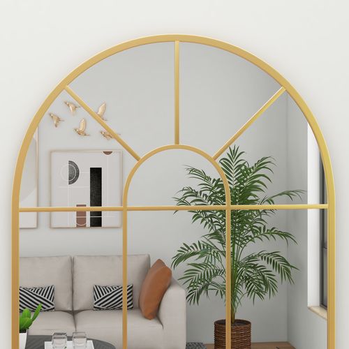 Miroir Mural 91x60 Cm Style Fenêtre Avec Cadre Métal Doré Pour Salon Et Chambre