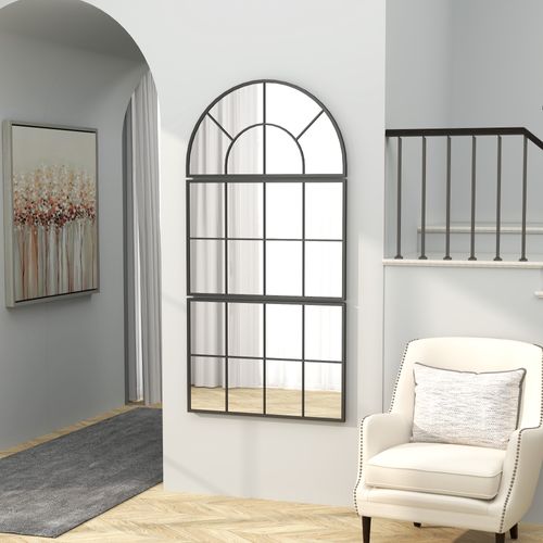 Miroir Mural Triptyque Décoratif Avec Arc Et Cadre Métal Pour Salle De Bain Et Salon