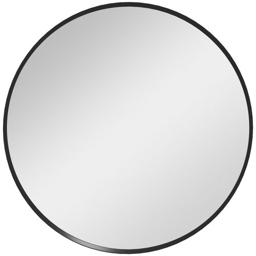 Miroir Rond Mural 60 X 60 Cm Avec Cadre Aluminium Noir Pour Salon Et Salle De Bain