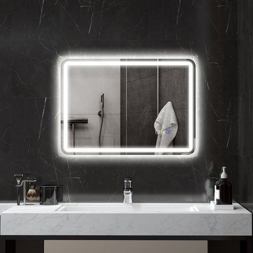 Miroir De Salle De Bain LED 50x70 Cm Avec Bluetooth, Éclairage Variable Et Anti-buée