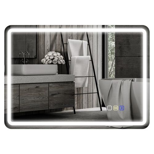 Miroir De Salle De Bain LED 50x70 Cm Avec Bluetooth, Éclairage Variable Et Anti-buée
