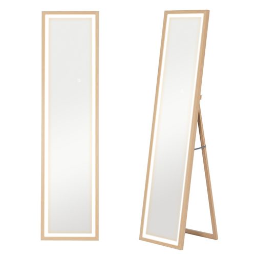 Miroir Sur Pied 40x160 Cm Avec LED, 3 Couleurs De Lumière Et Commande Tactile