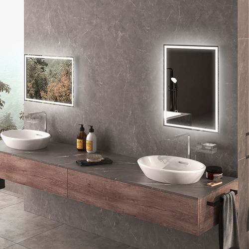 Miroir De Salle De Bain LED 70x50 Cm Avec Commande Tactile Et Éclairage 3 Couleurs