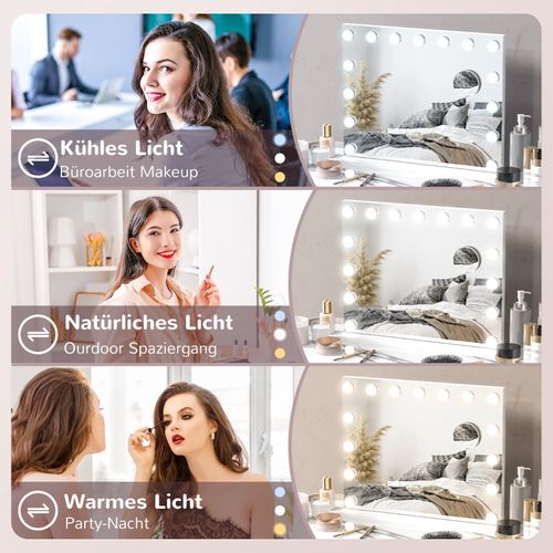 Miroir Cosmétique LED 58x48 Cm Avec 3 Modes De Lumière, USB Et Réglage Tactile