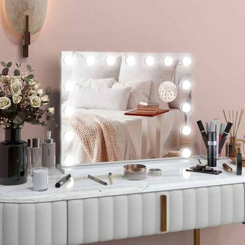 Miroir Cosmétique LED 58x48 Cm Avec 3 Modes De Lumière, USB Et Réglage Tactile