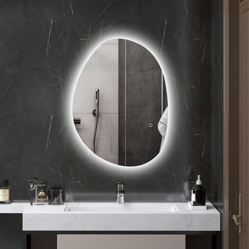 Miroir De Salle De Bain Asymétrique 70x50 Cm Avec LED, Anti-buée Et Touch