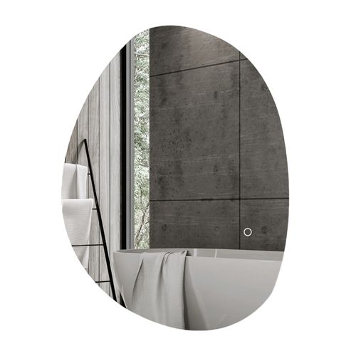 Miroir De Salle De Bain Asymétrique 70x50 Cm Avec LED, Anti-buée Et Touch