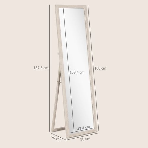 Miroir Pleine Longueur 160x50 Cm Avec Cadre Élégant, Polyvalent Pour Chambre Et Salon
