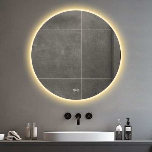 Miroir Rond LED 80 cm Avec Éclairage Dimmable, Anti-buée Et Trois Températures De Couleur