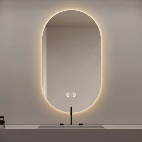 Miroir Mural LED 60x90 cm Anti-buée Avec Écran Tactile Pour Salle De Bain Et Salon