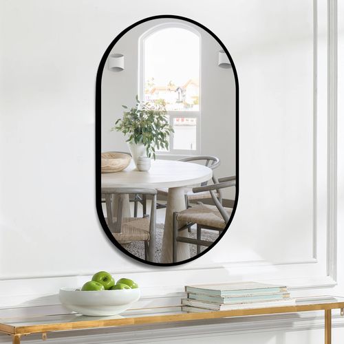 Miroir De Salle De Bain 50x80cm Ellipse, Verre Anti-explosion, Installation Horizontale Ou Verticale